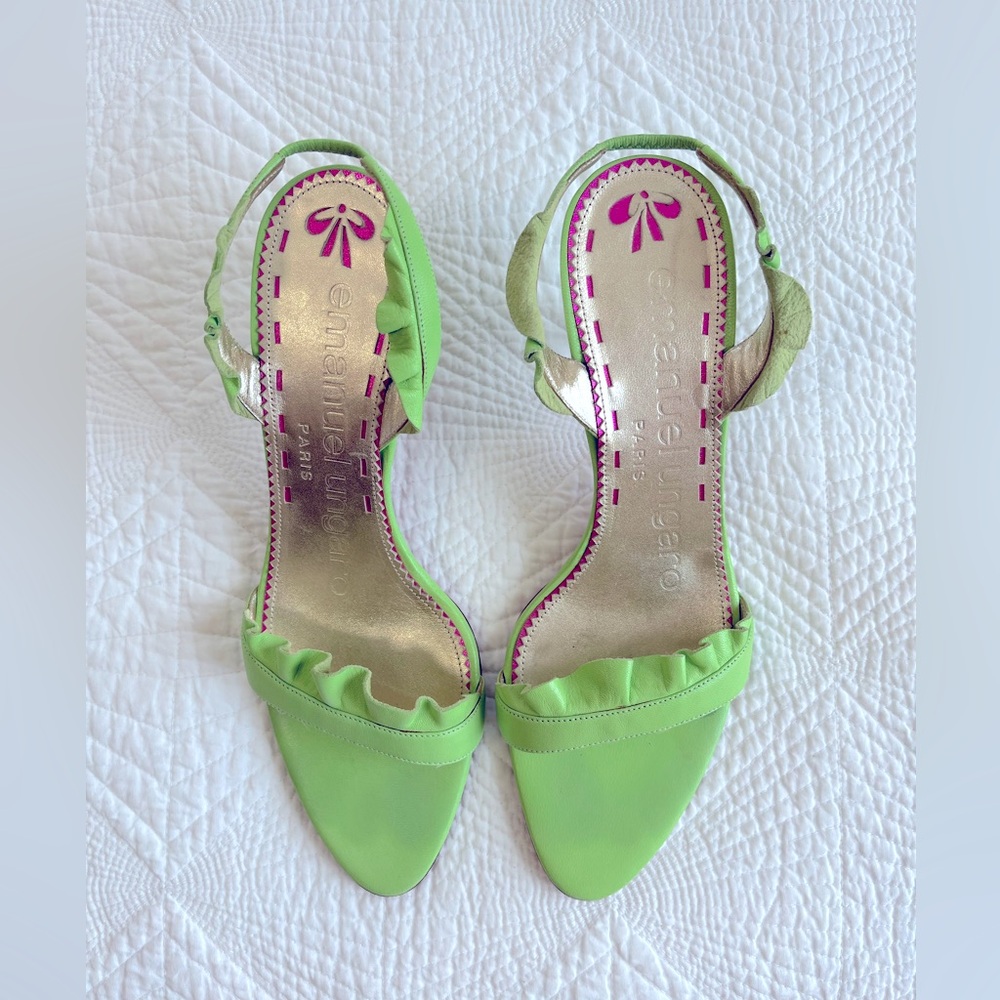 Emanuel Ungaro high heel sandals, pistachio, size 7’5, great condition